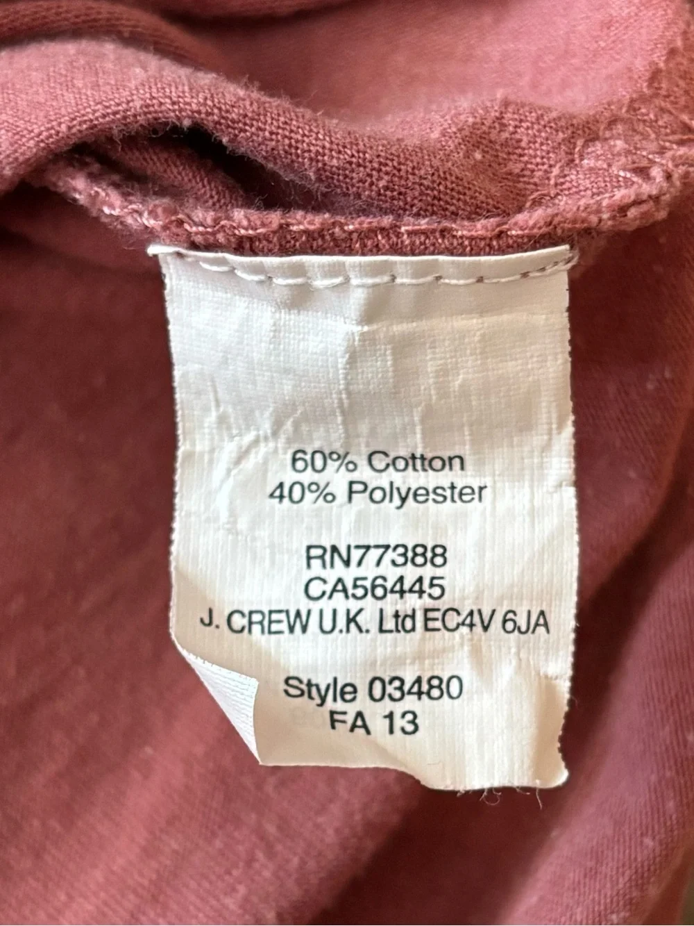J. Crew Men's Long Sleeve Crewneck Shirt in Coral